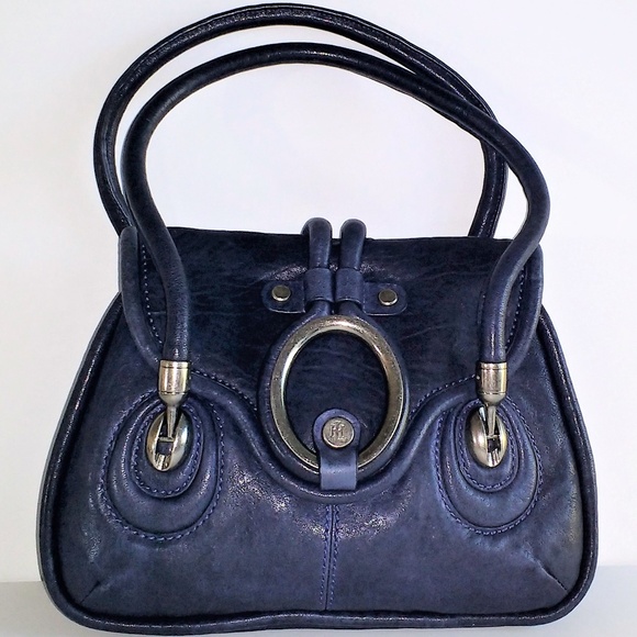 Lockheart Handbags - Lockheart navy leather w/silver hardware handbag